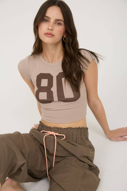 Number 80 Graphic Cropped Baby Tee
