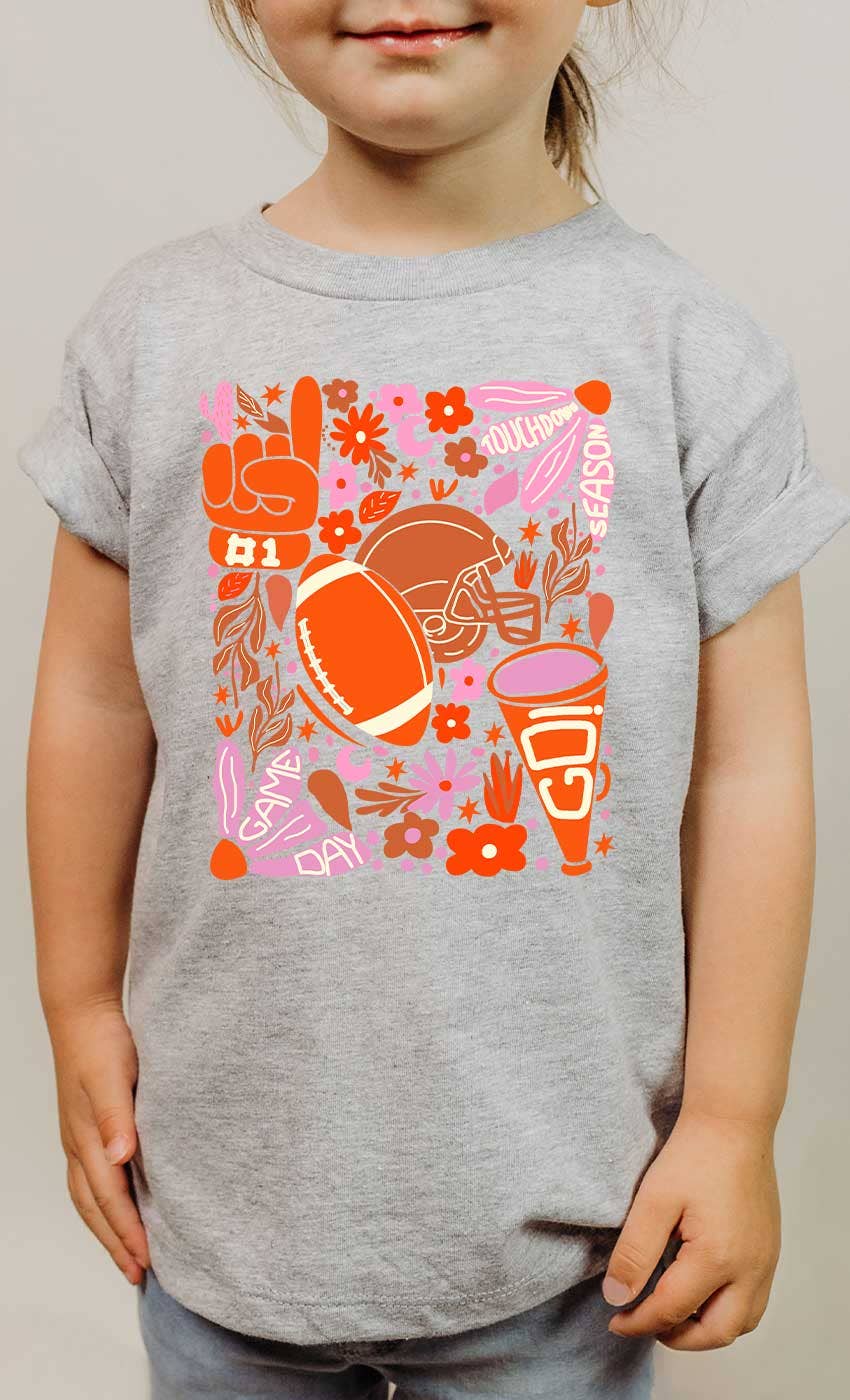 Girls Football Wildflowers Tee