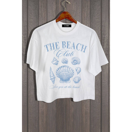 **SALE! The Beach Club Shell White Cropped Tee