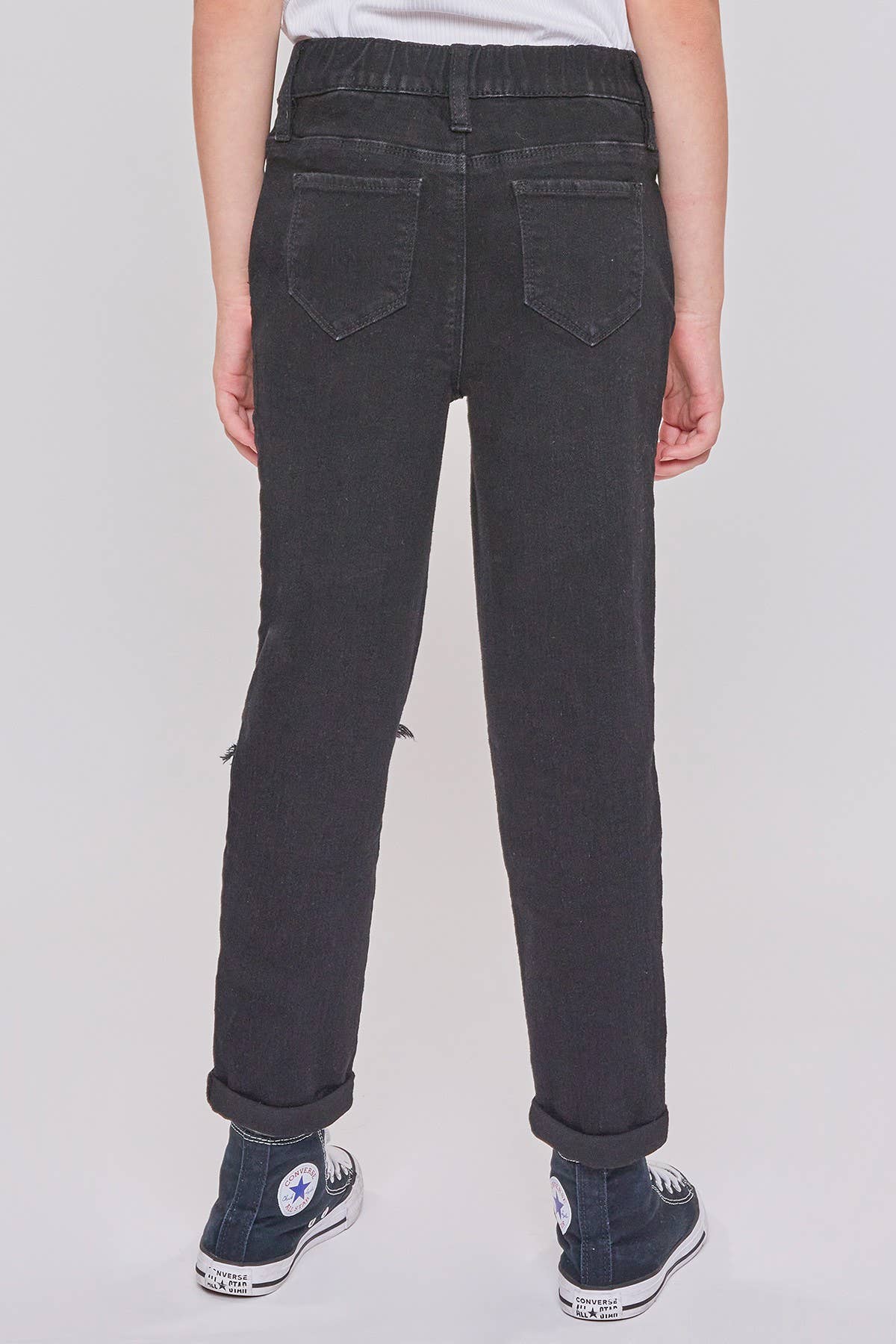 Girls YMI Taylor Black Relaxed Cuffed Jeans