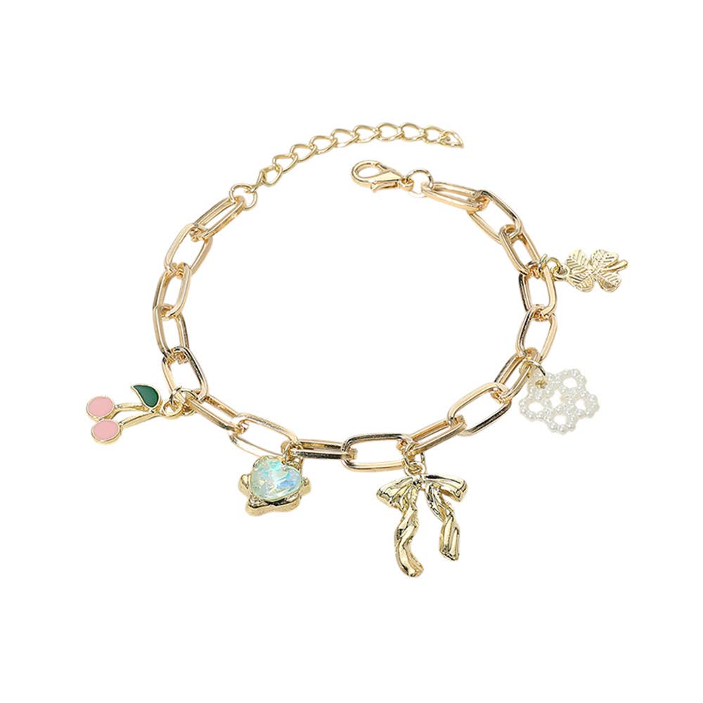 Lennox Cherry Bow Charm Chain Bracelets