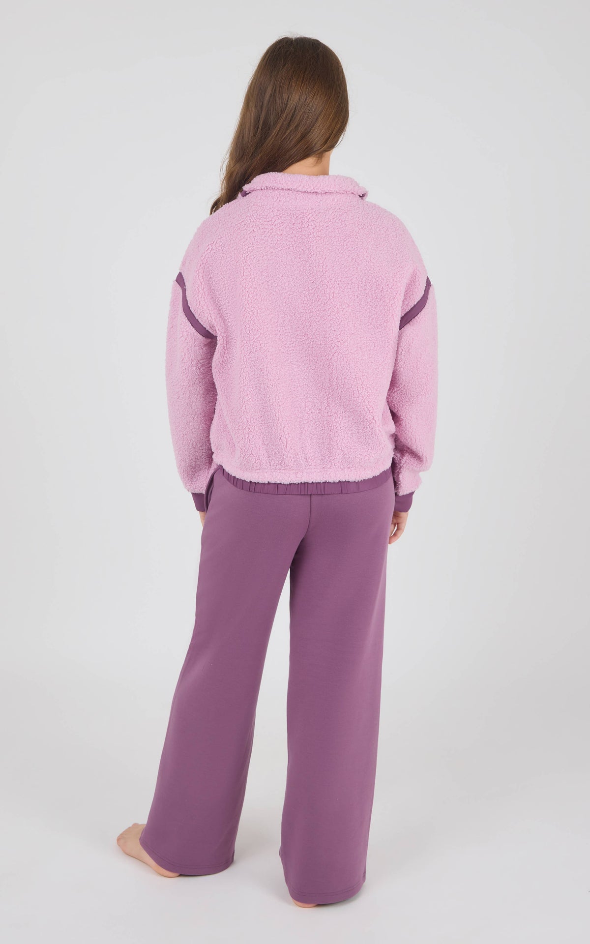 Girls Sherpa Pullover Berry Pant Set