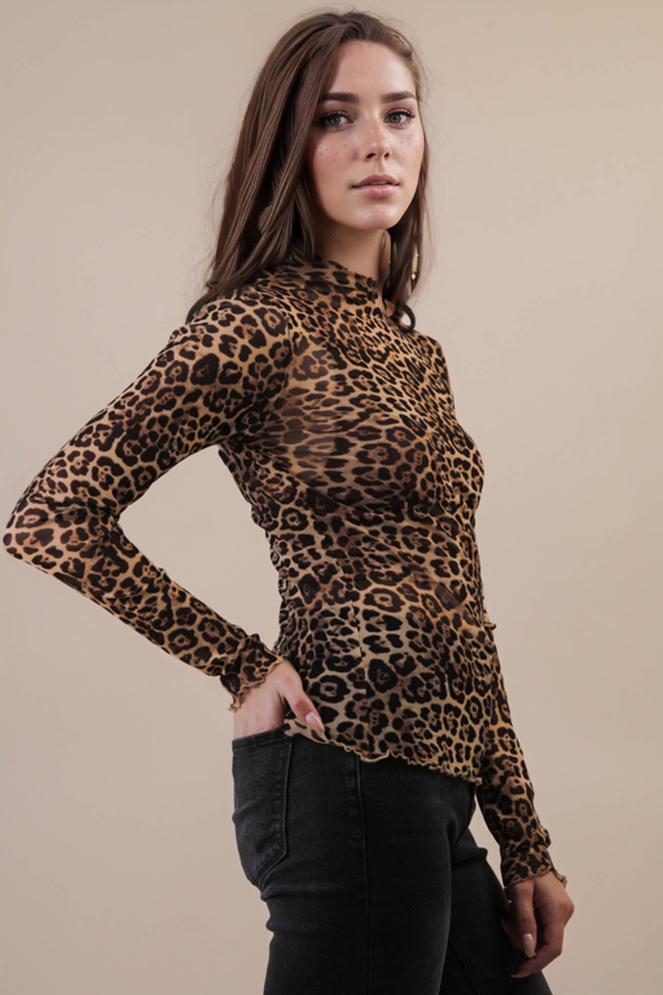 Leopard Mesh Top