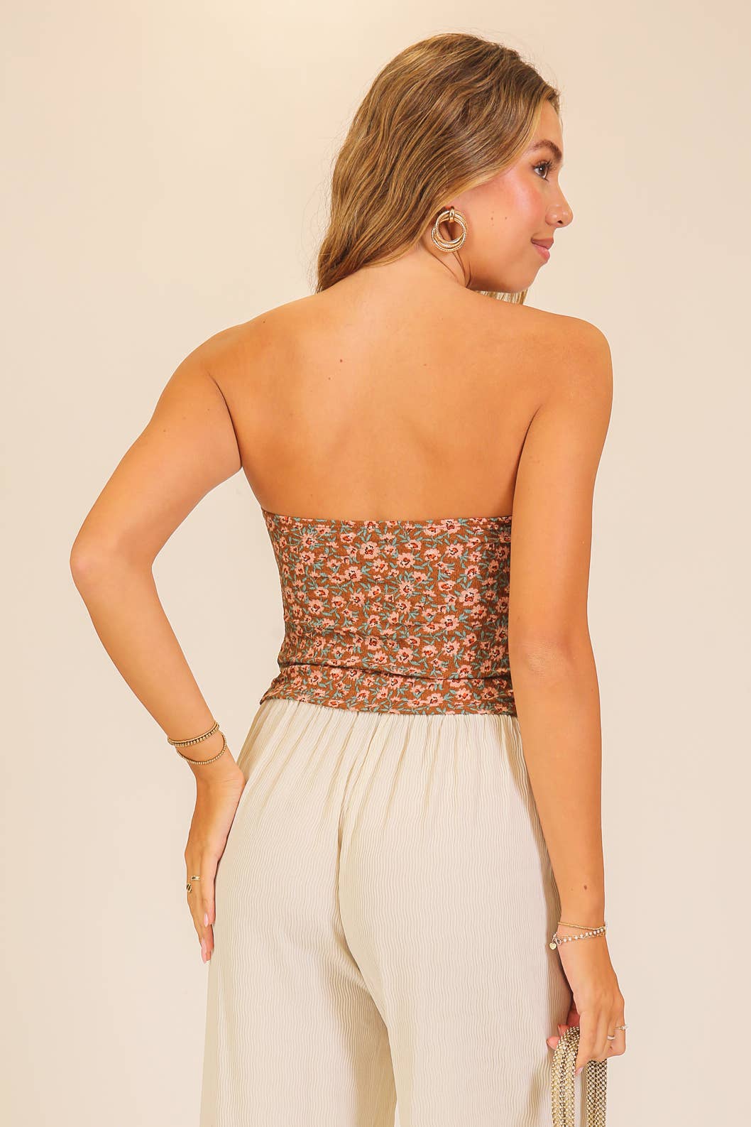 Presley Floral Tube Scrunch Top