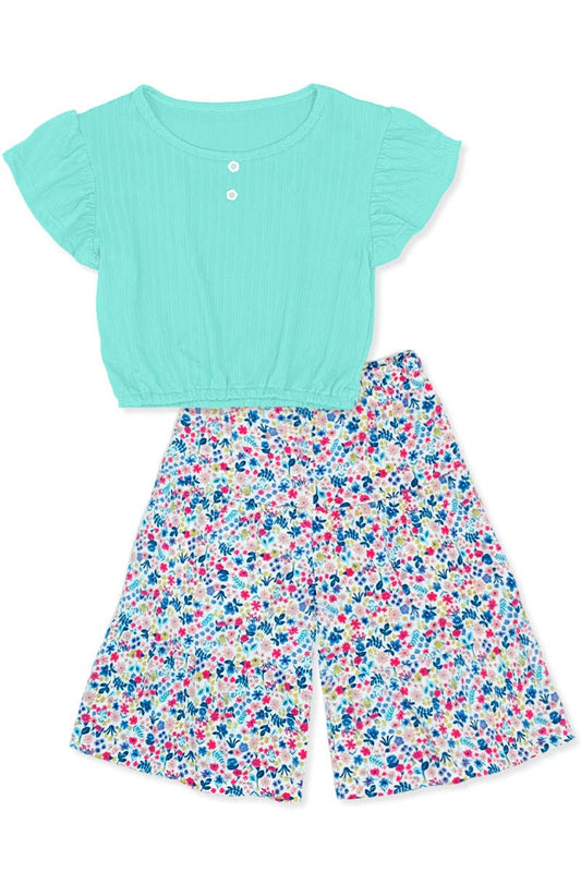 Girls Gaucho Pant Aqua Set