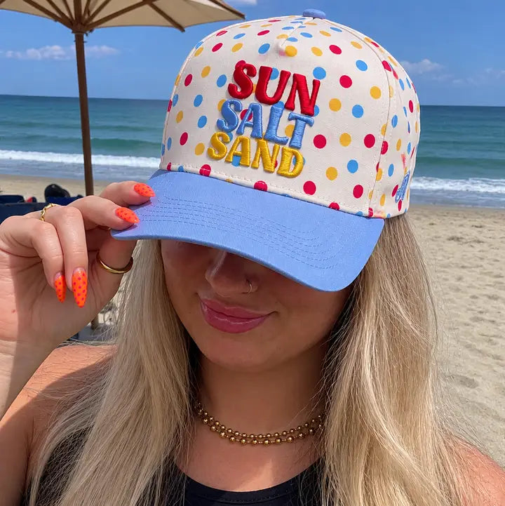 Sun Salt Sand Polka Dot Puff Embroidered Hat