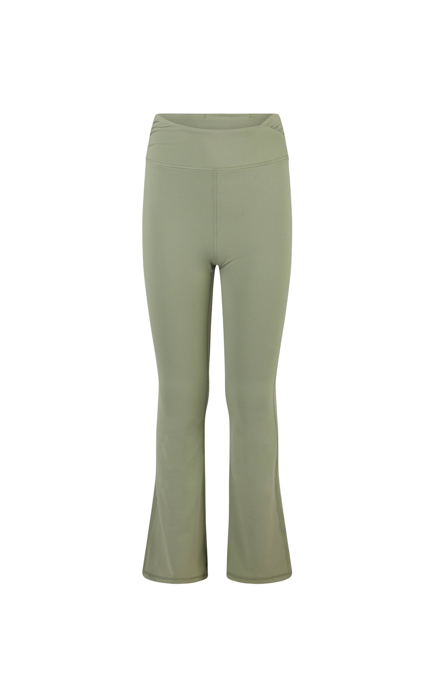 Girls Lux Ruched Flared Olive Athletic Pants