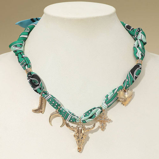 Jolene Scarf Western Charm Green Necklace