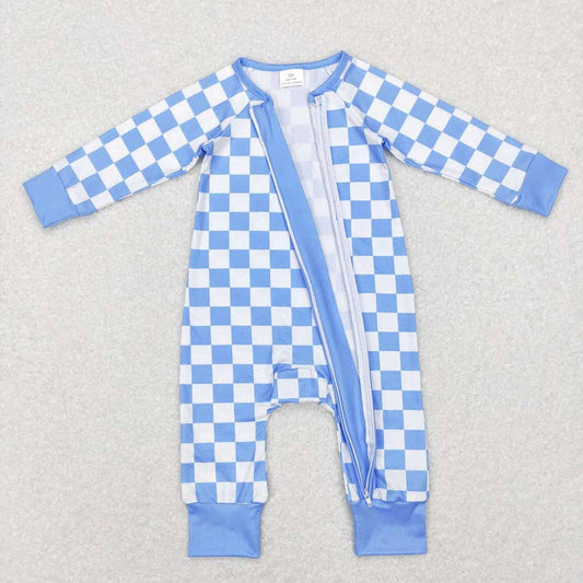 Baby Boys Checkered Sky Blue Sleeper