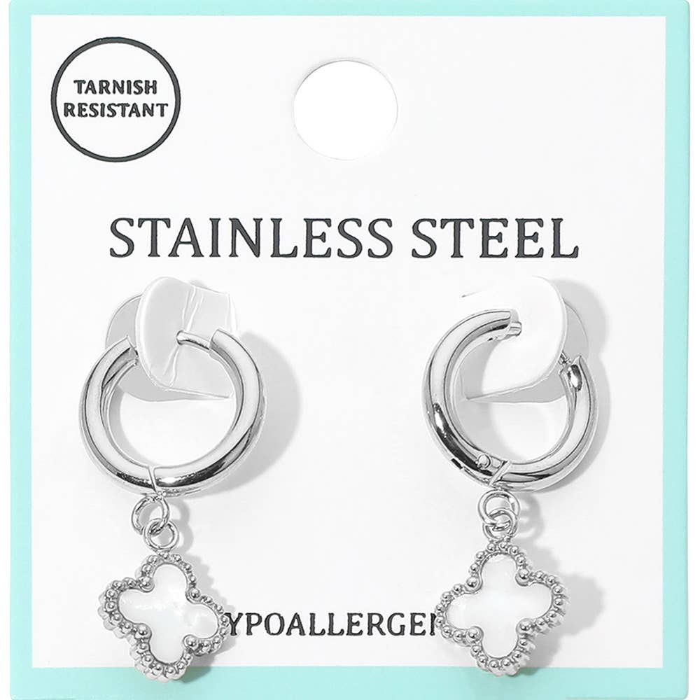 Darla Quatrefoil Dangle Huggie Hoop Earrings