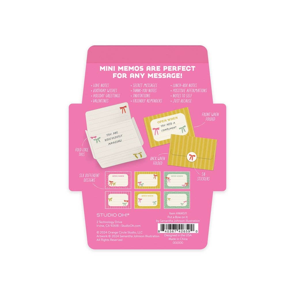Studio Oh! Put a Bow on It Mini Memos with Stickers