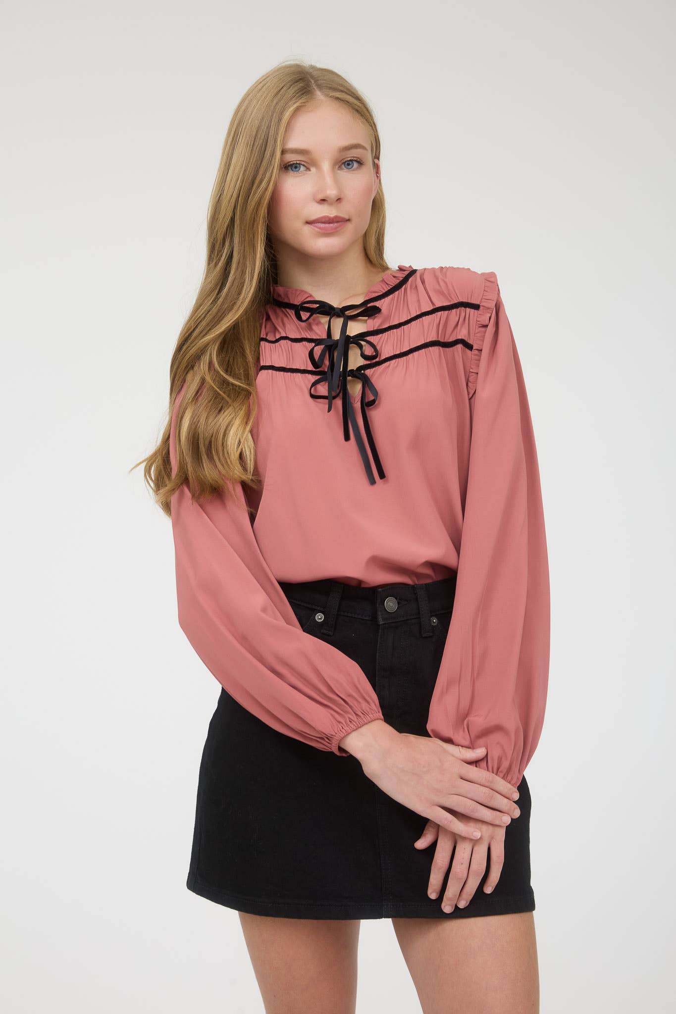 Hannah Silky Tie Longsleeve Blouse