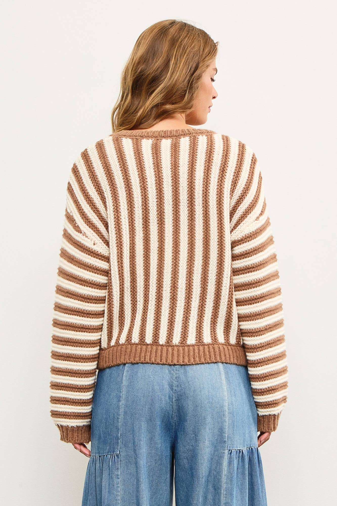 Leona Vertical Mocha Stripe Sweater