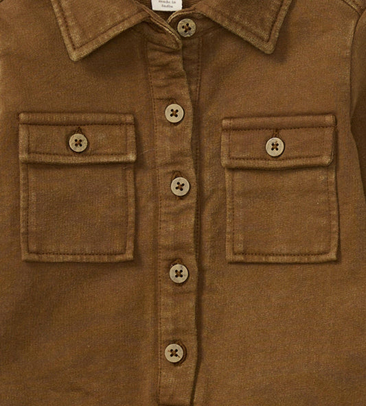 Burt's Bees Boys Buttondown Mineral Tan Jumpsuit