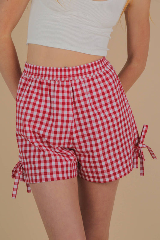 Frankie Side Bow Gingham Boxer Shorts