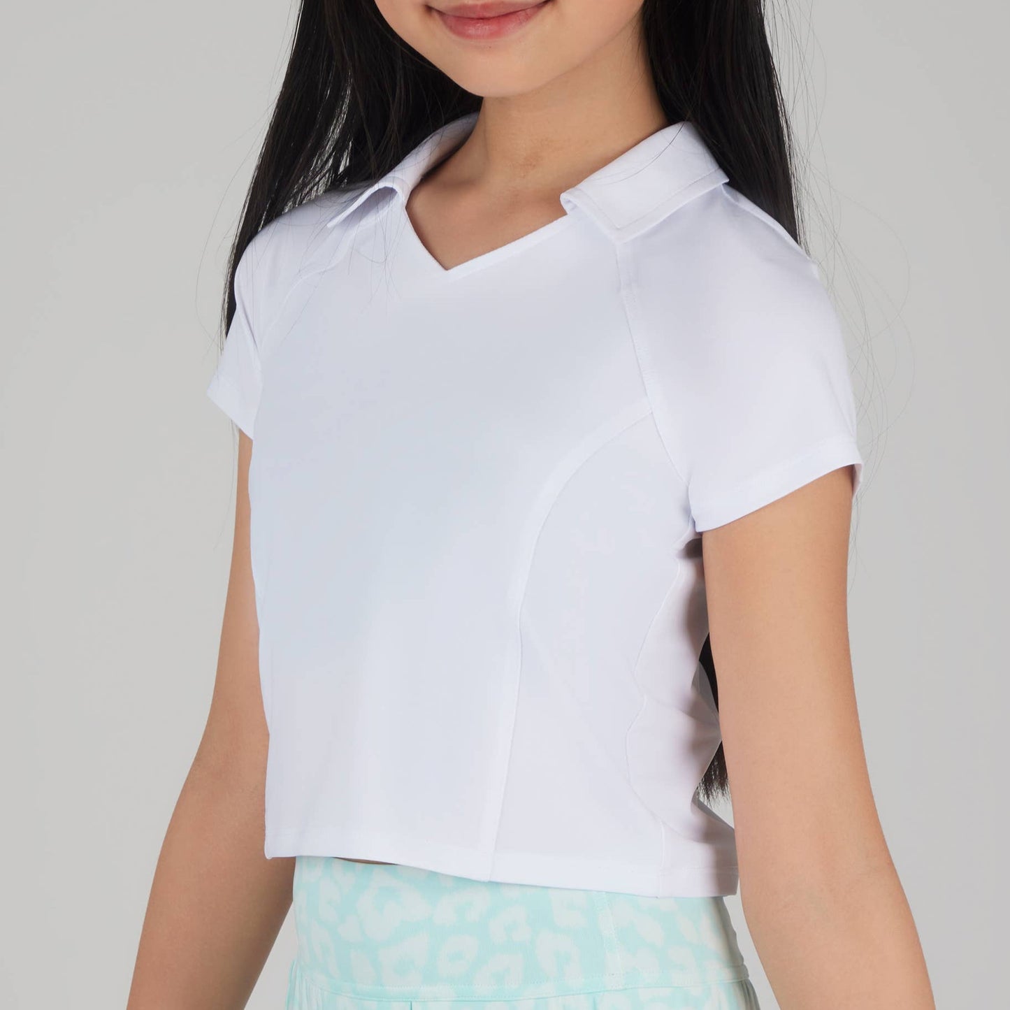 Girls V-neck Collared Polo