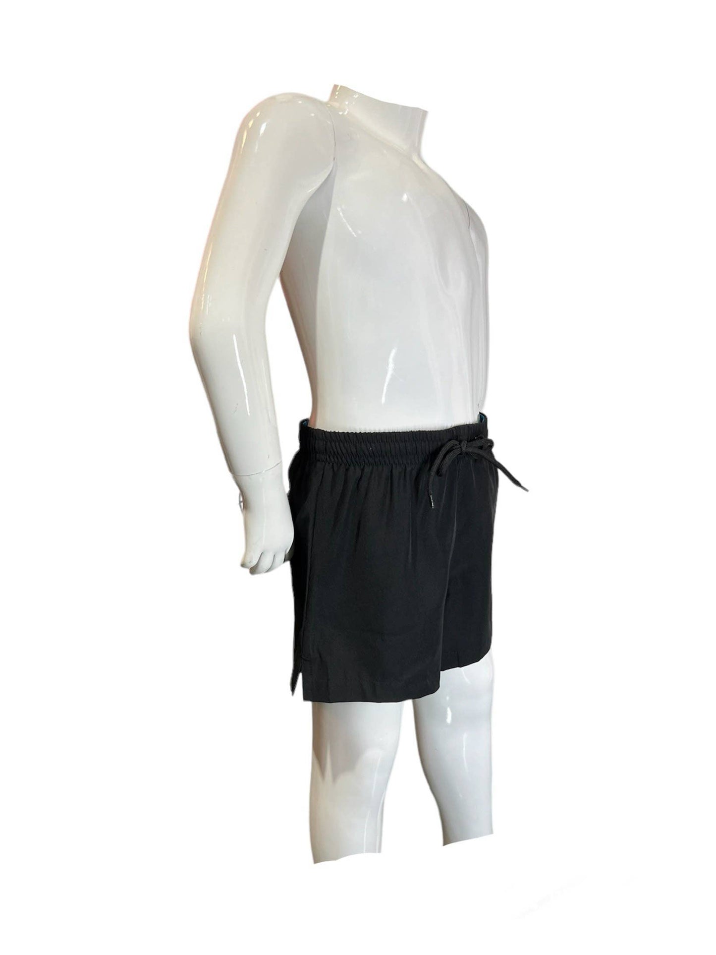 Boys Solid Black Swim Trunks