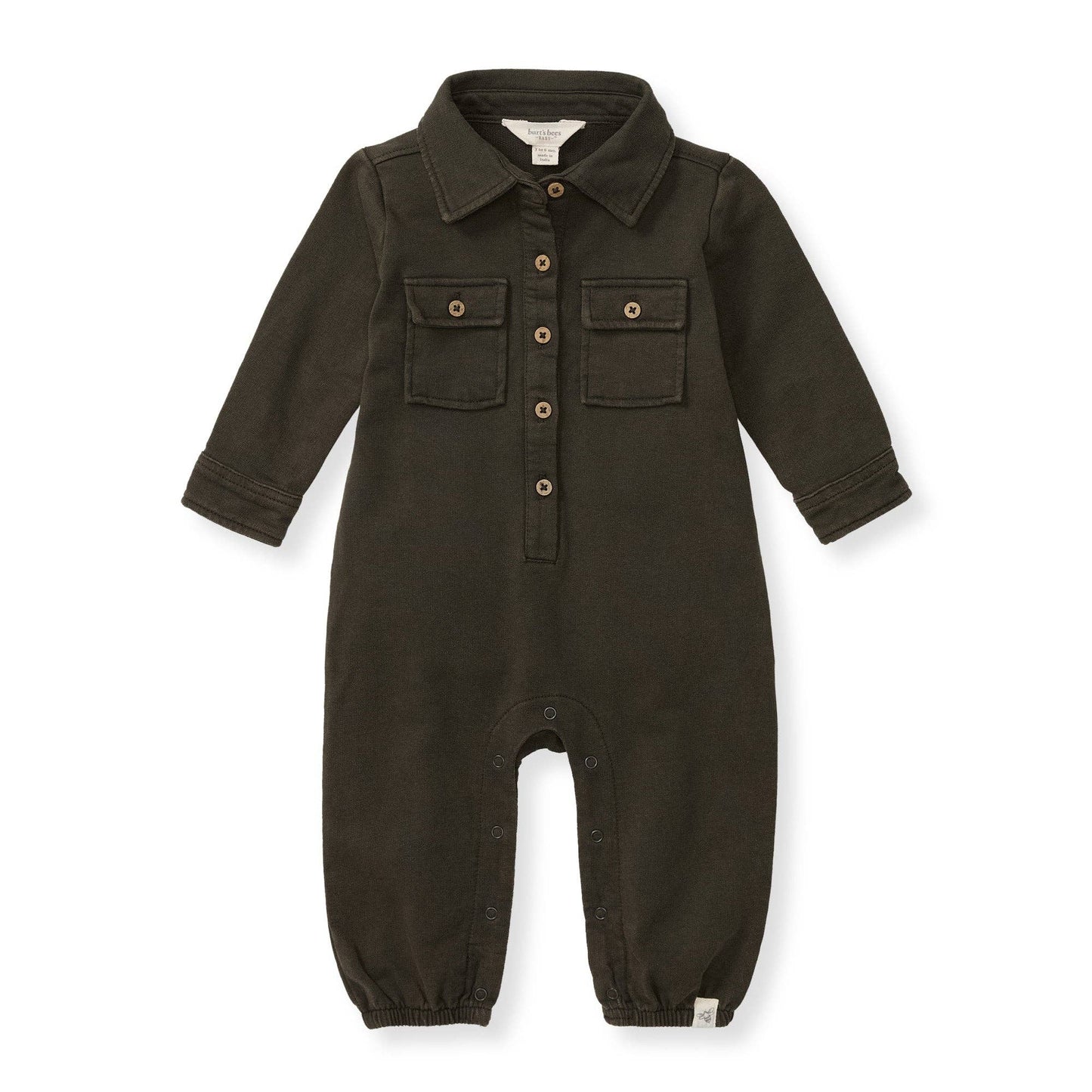 Burt's Bees Boys Buttondown Mineral Charcoal Jumpsuit