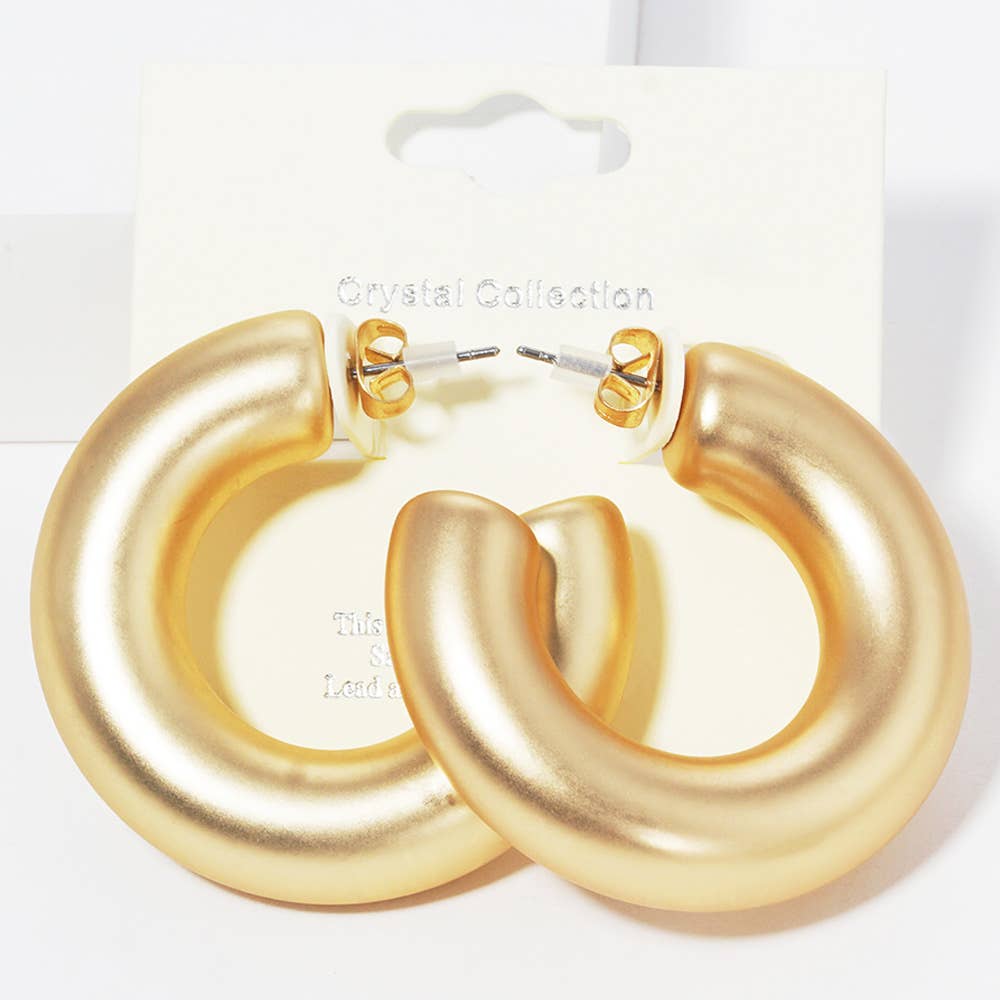 Palmer Thick Matte Gold Hoop Earrings