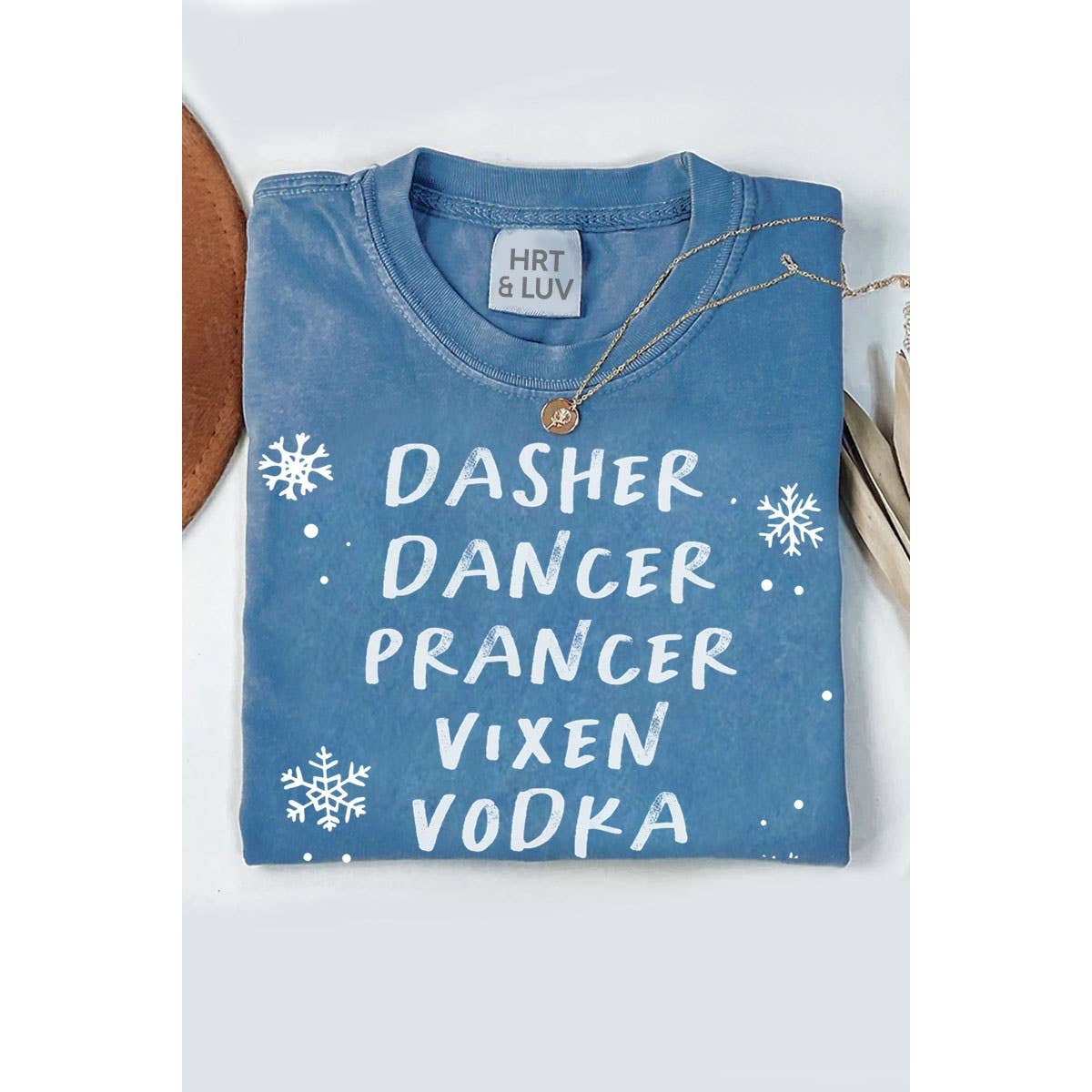 Dasher Dancer Prancer Oversized Mineral Blue Tee