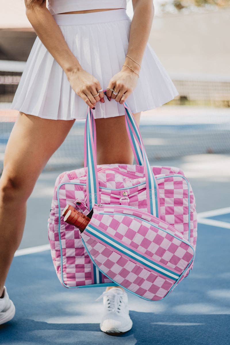 Checkered Pink Pickleball Sling Bag