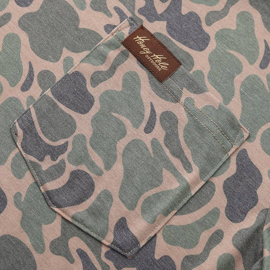 Mens Honey Hole Performance Longsleeve Duck Camo Tee