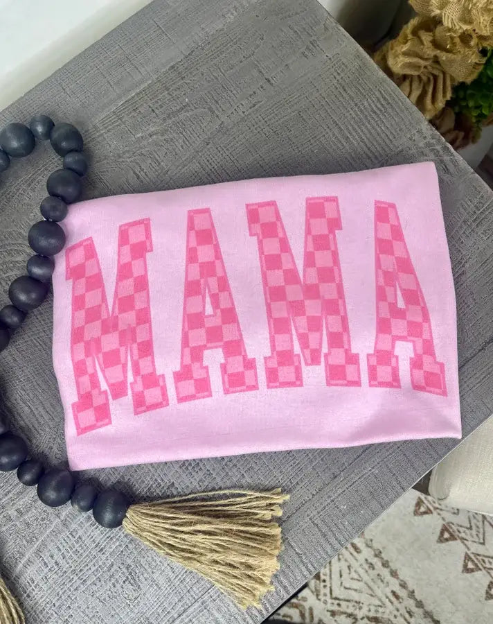 Block Checkered Mama Pink Tee