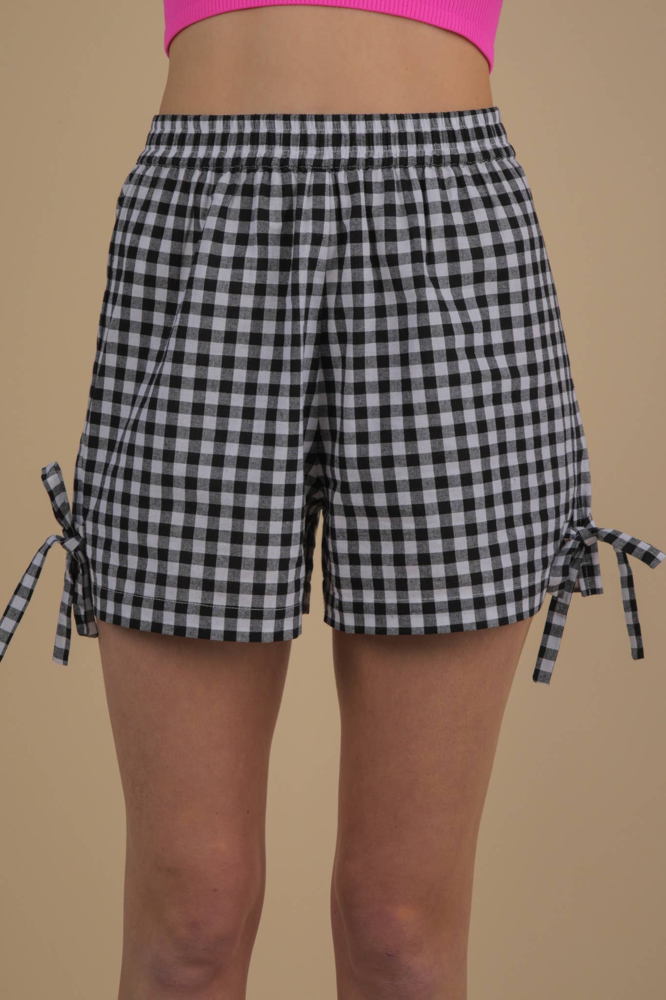 Frankie Side Bow Gingham Boxer Shorts