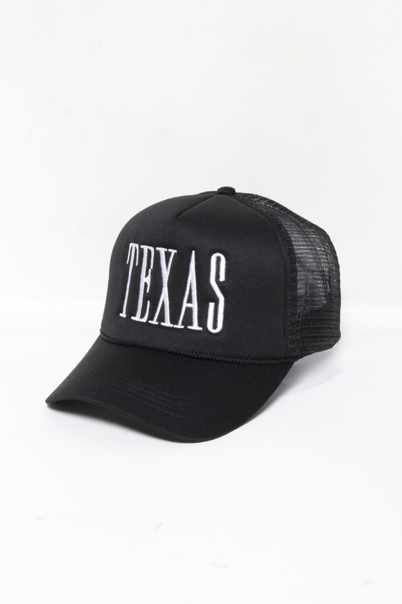 Texas Embroidered Black Foam Trucker Hat