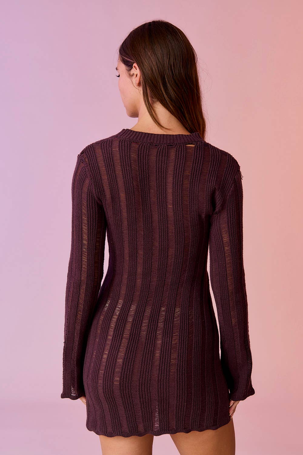 Sadie Ladder Knit Mini Cocoa Dress