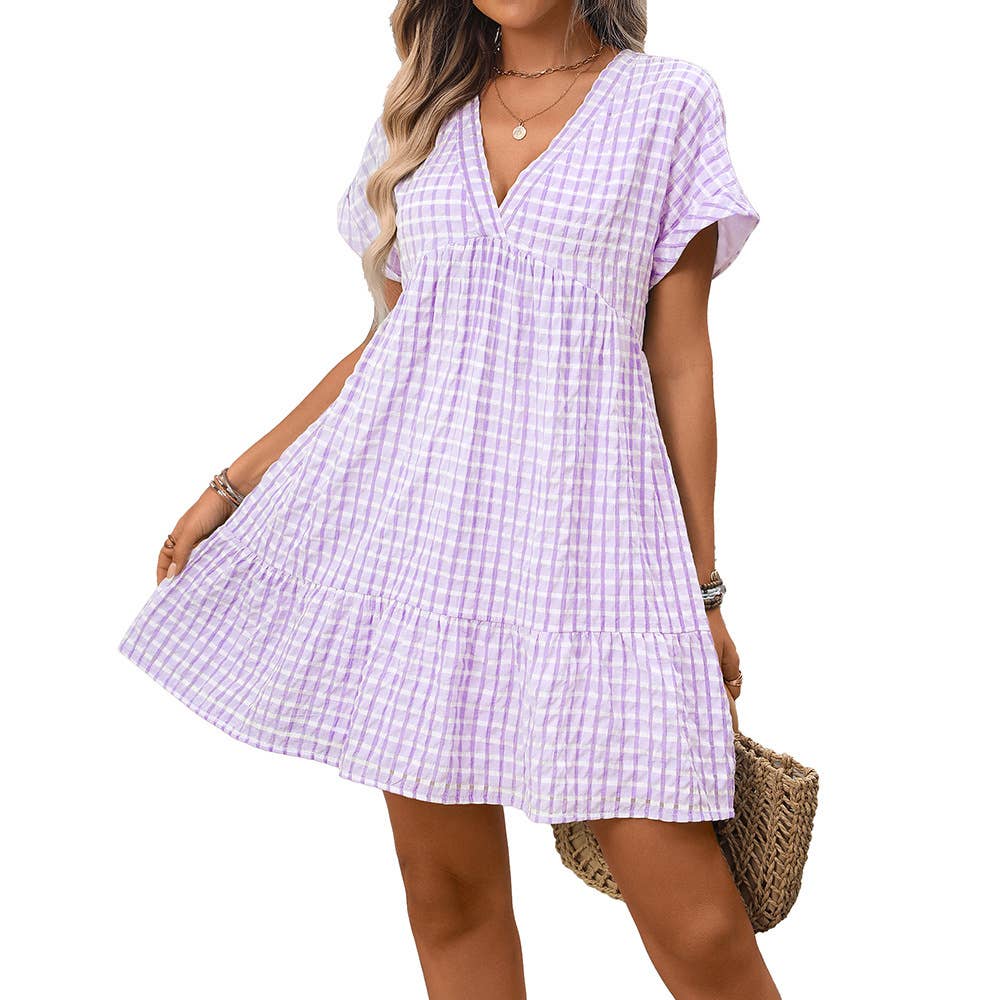 Paloma Gingham Lavendar Dress