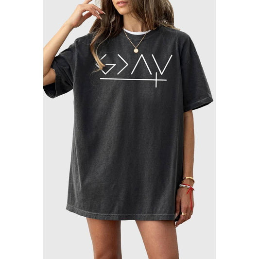God is Greater Oversized Mineral Tee