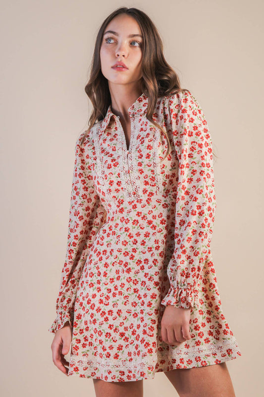 Dolores Red Floral Dress