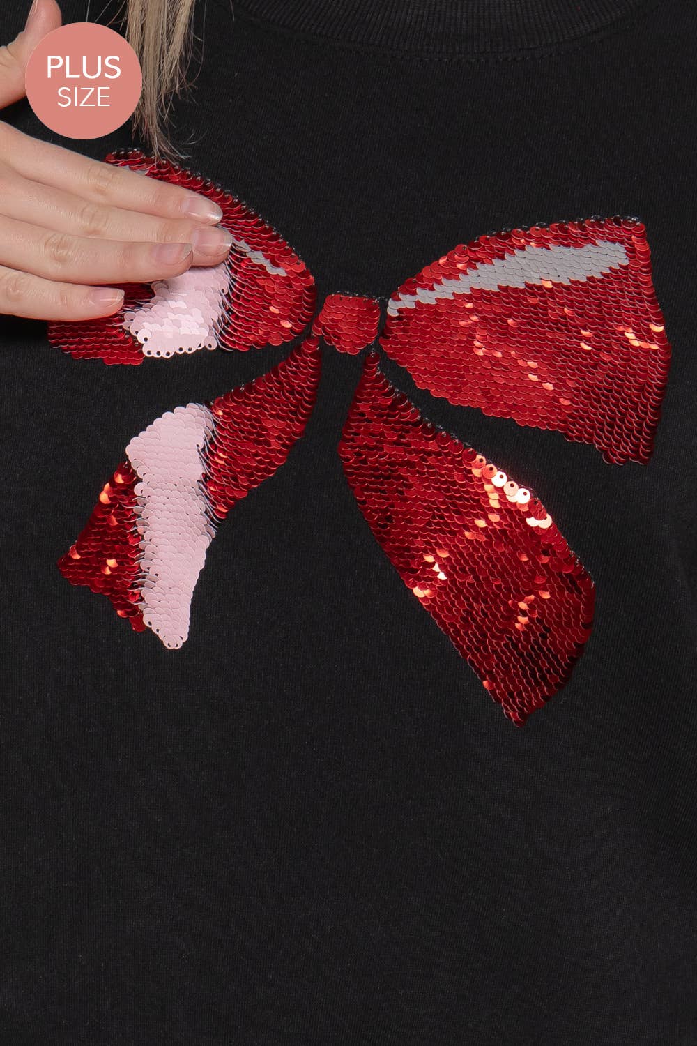 Sequin Bow Sweatshirt (XL-2XL)