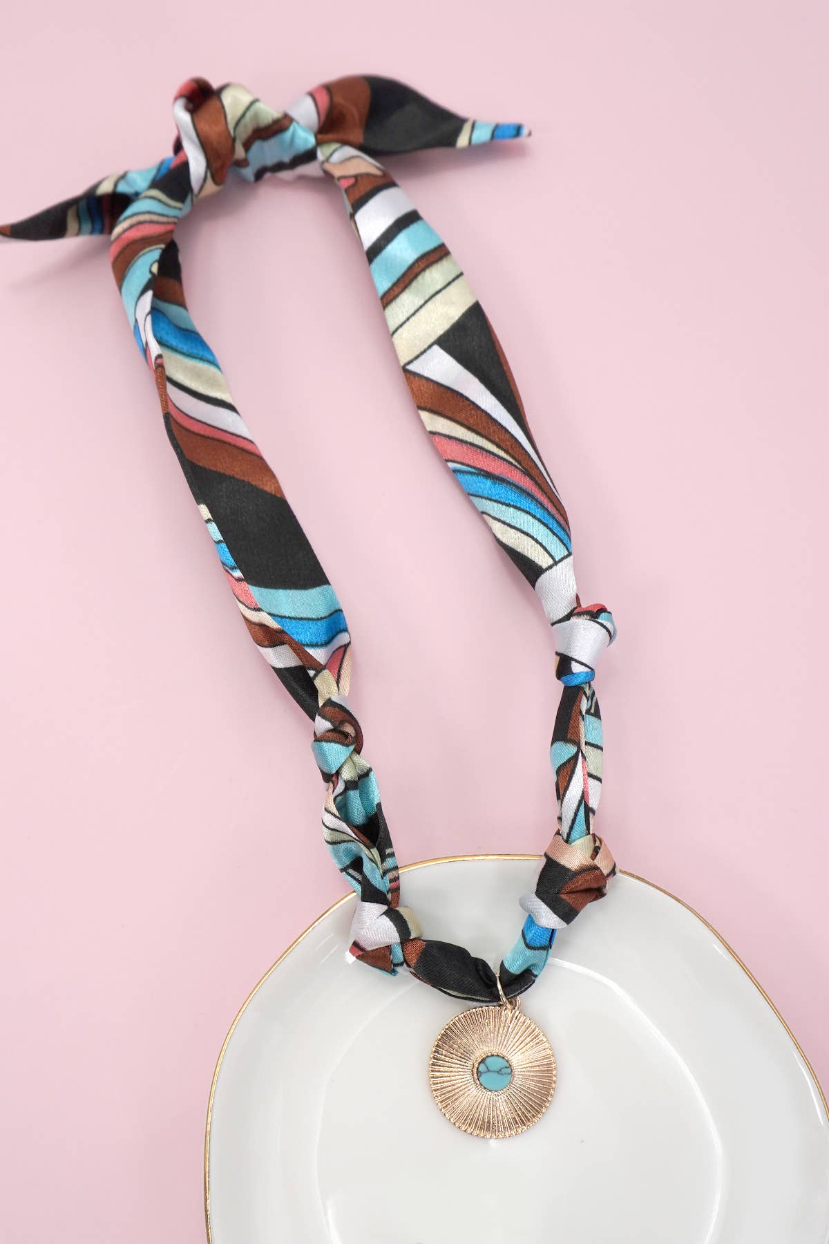 Tonopah Scarf Charm Turquoise Disk Necklace