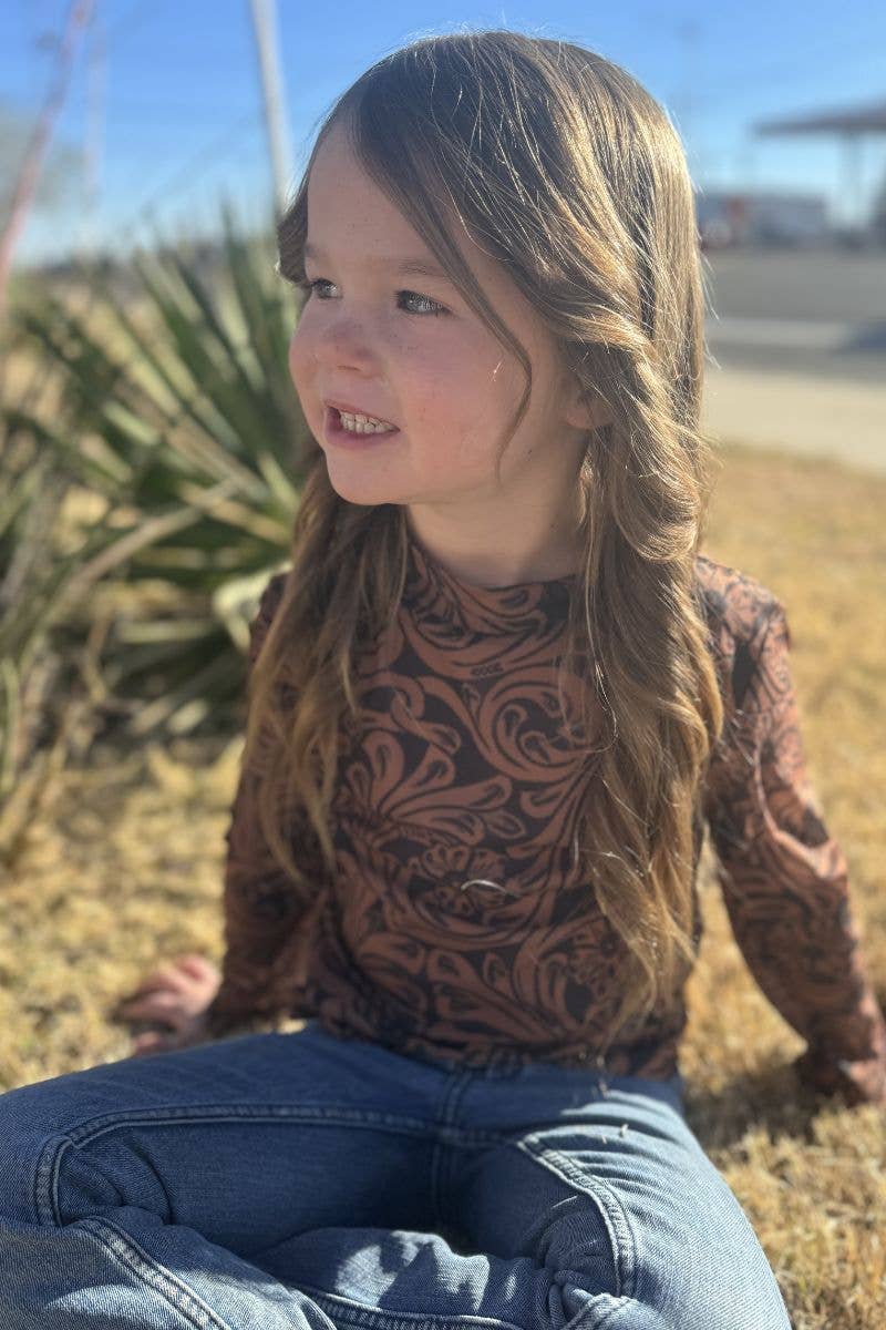 Girls Mesh Leather Tool Top