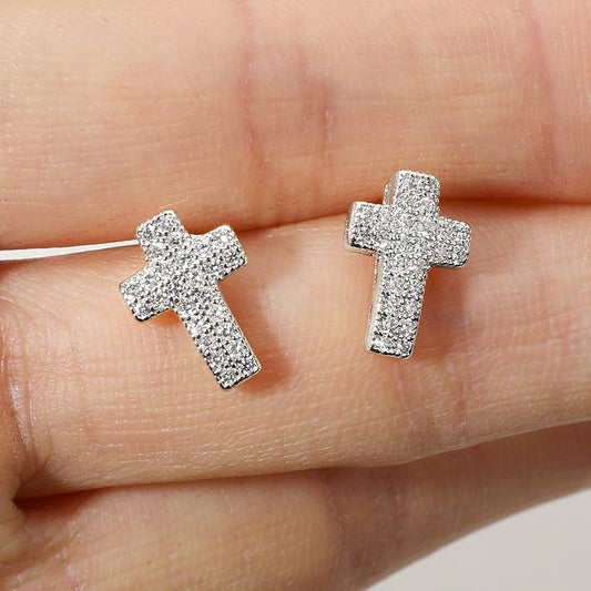 Darla Crystal Cross Stud Earrings