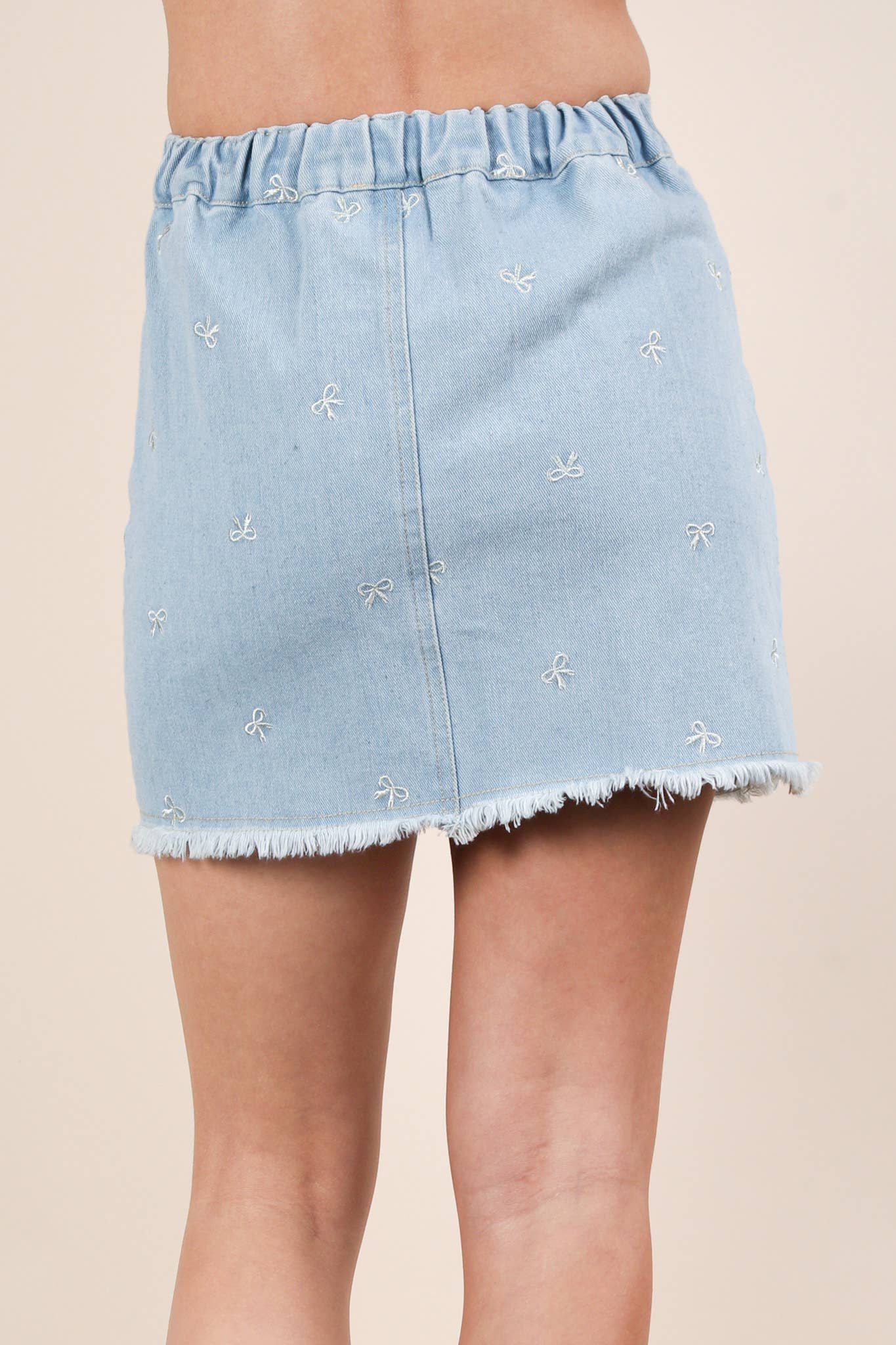 Posey Bow Embellished LW Jean Skirt