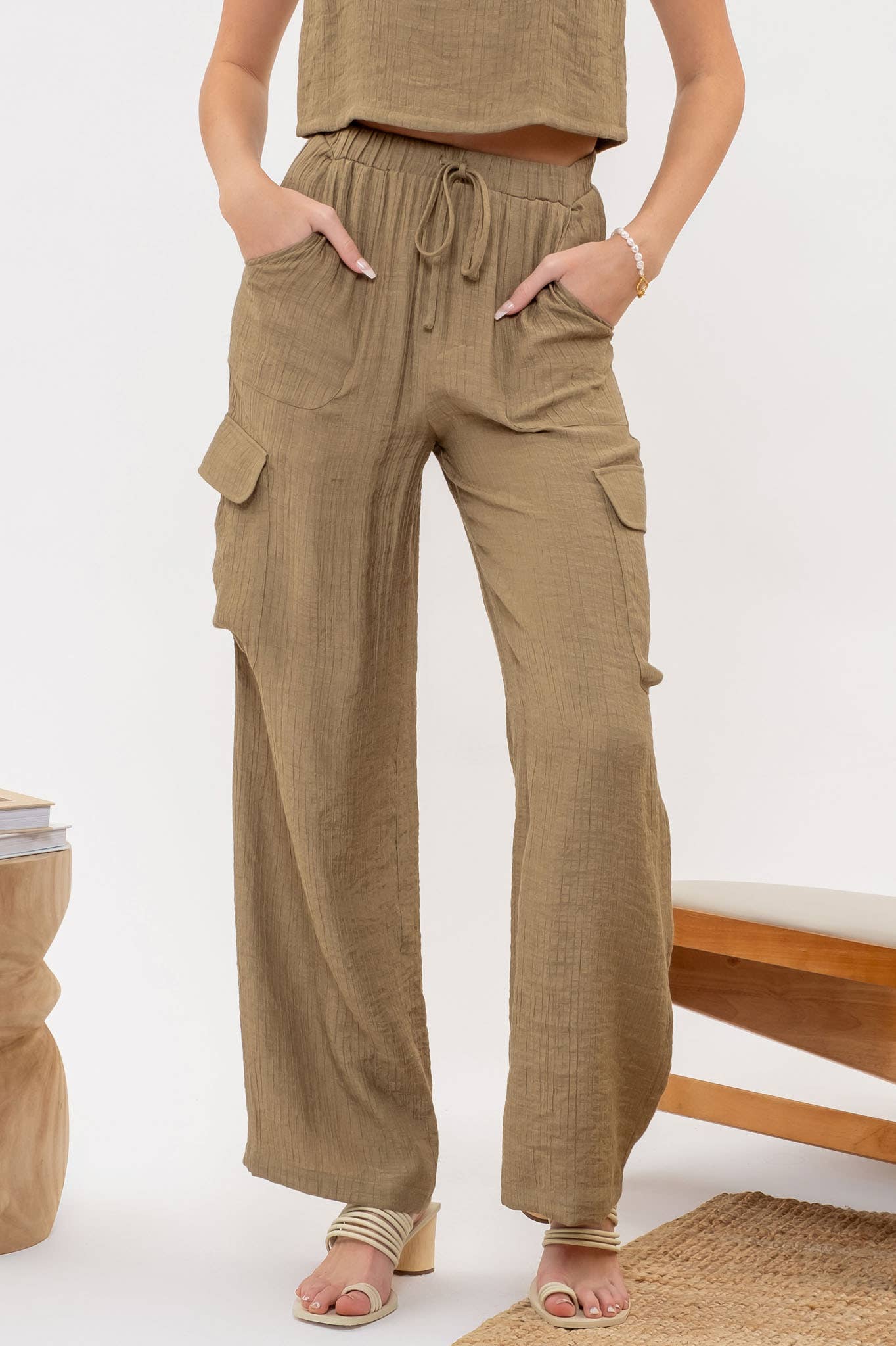 Shylo Crinkle Cargo Pant Set