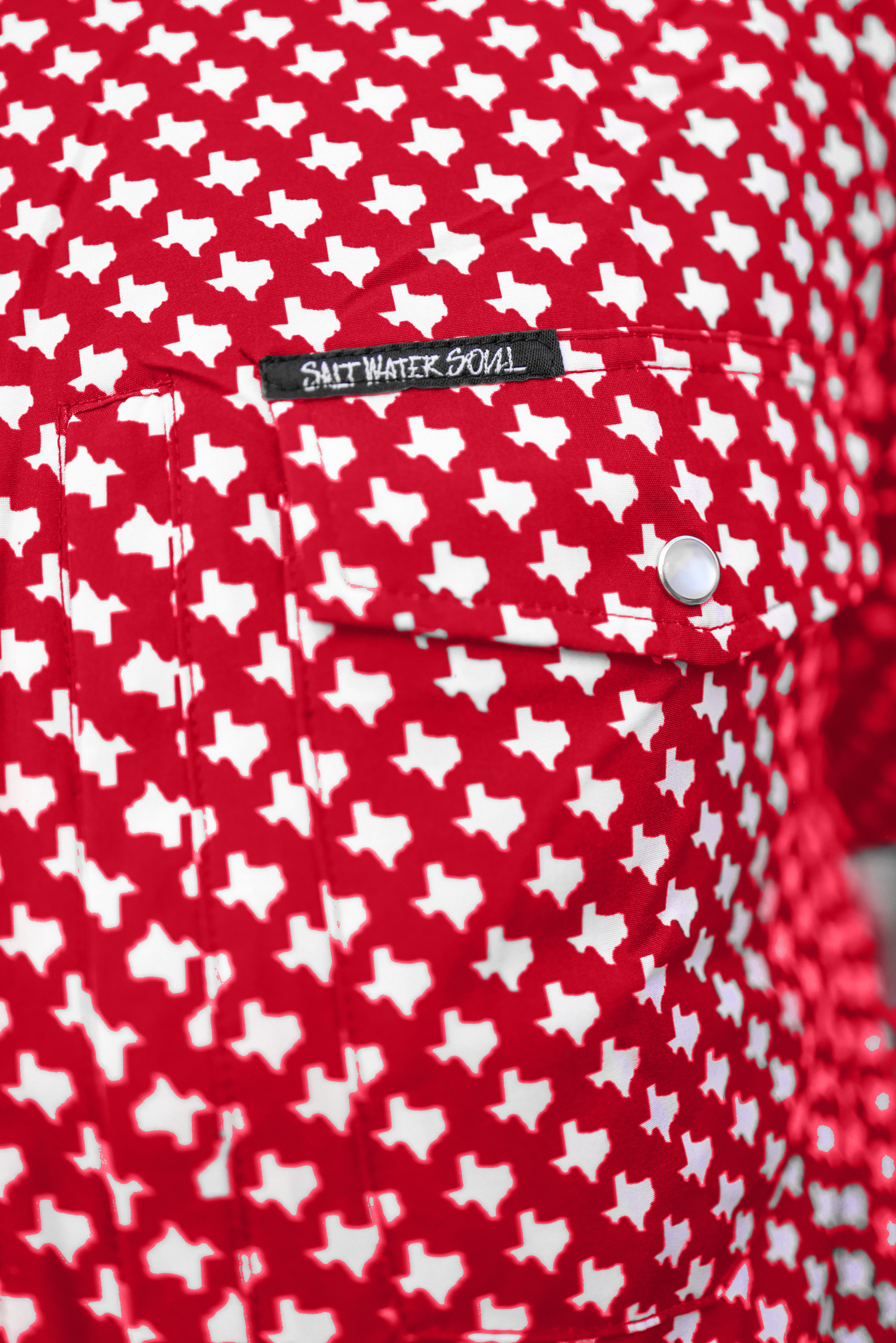 Mens Salt Water Soul TX Pearl Snap Houston Red Fishing Shirt