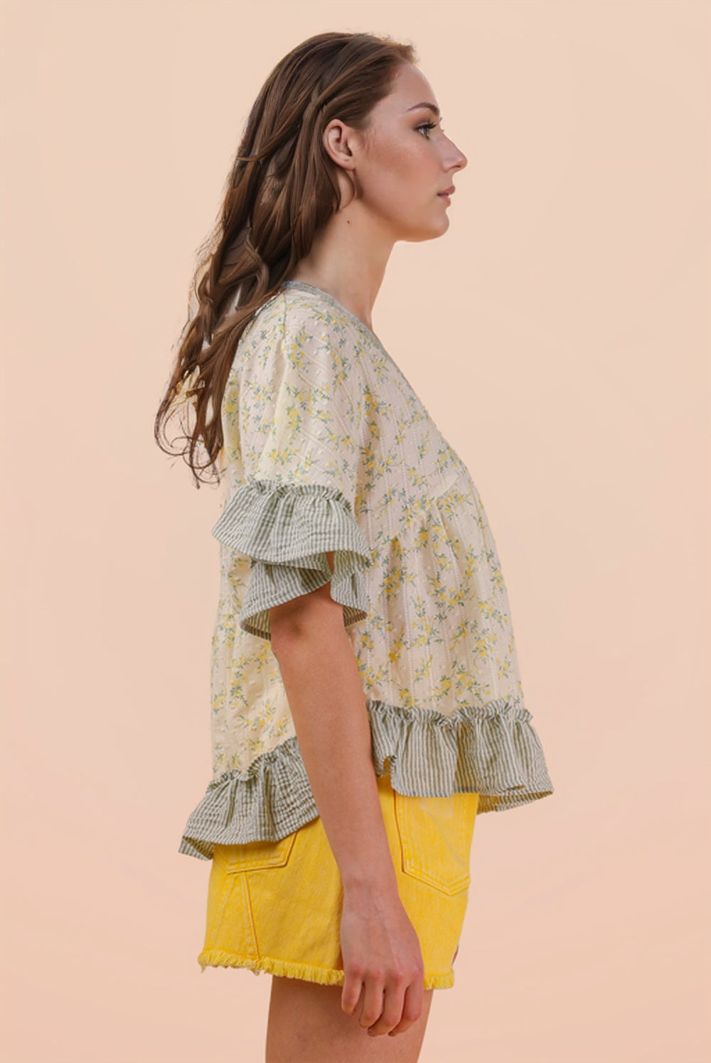 Peridot Floral Ruffle Blouse
