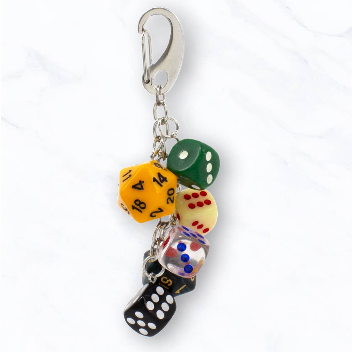 Colorful Dice Cluster Charm Keychain