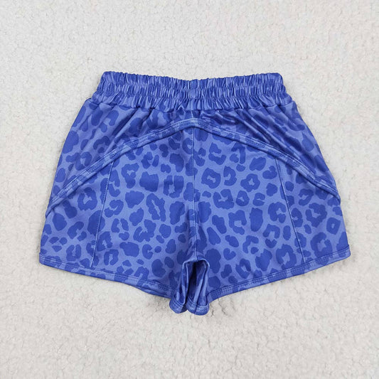 Baby/Toddler Girls Athletic Blue Leopard Shorts