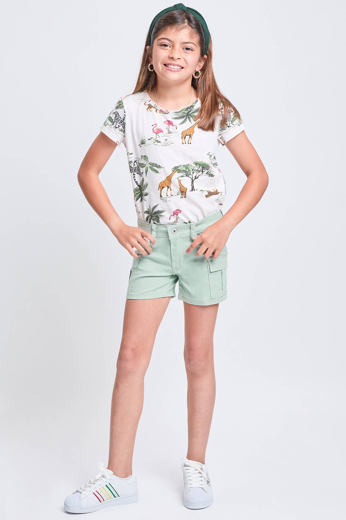 Girls YMI Twill Cargo Sage Shorts