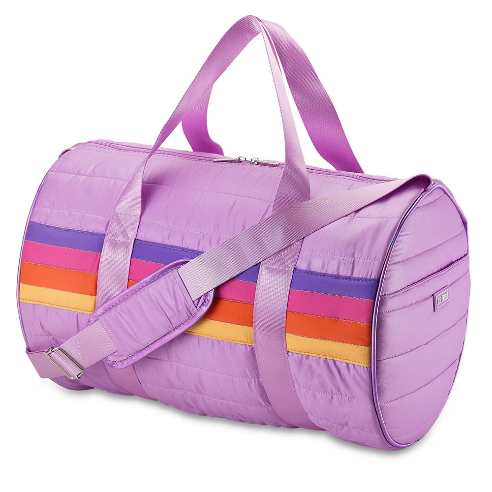Girls Retro Purple Puffer Duffle Bag