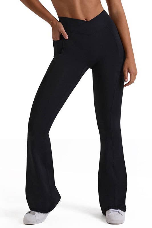 Cross Waist Flare Leggings
