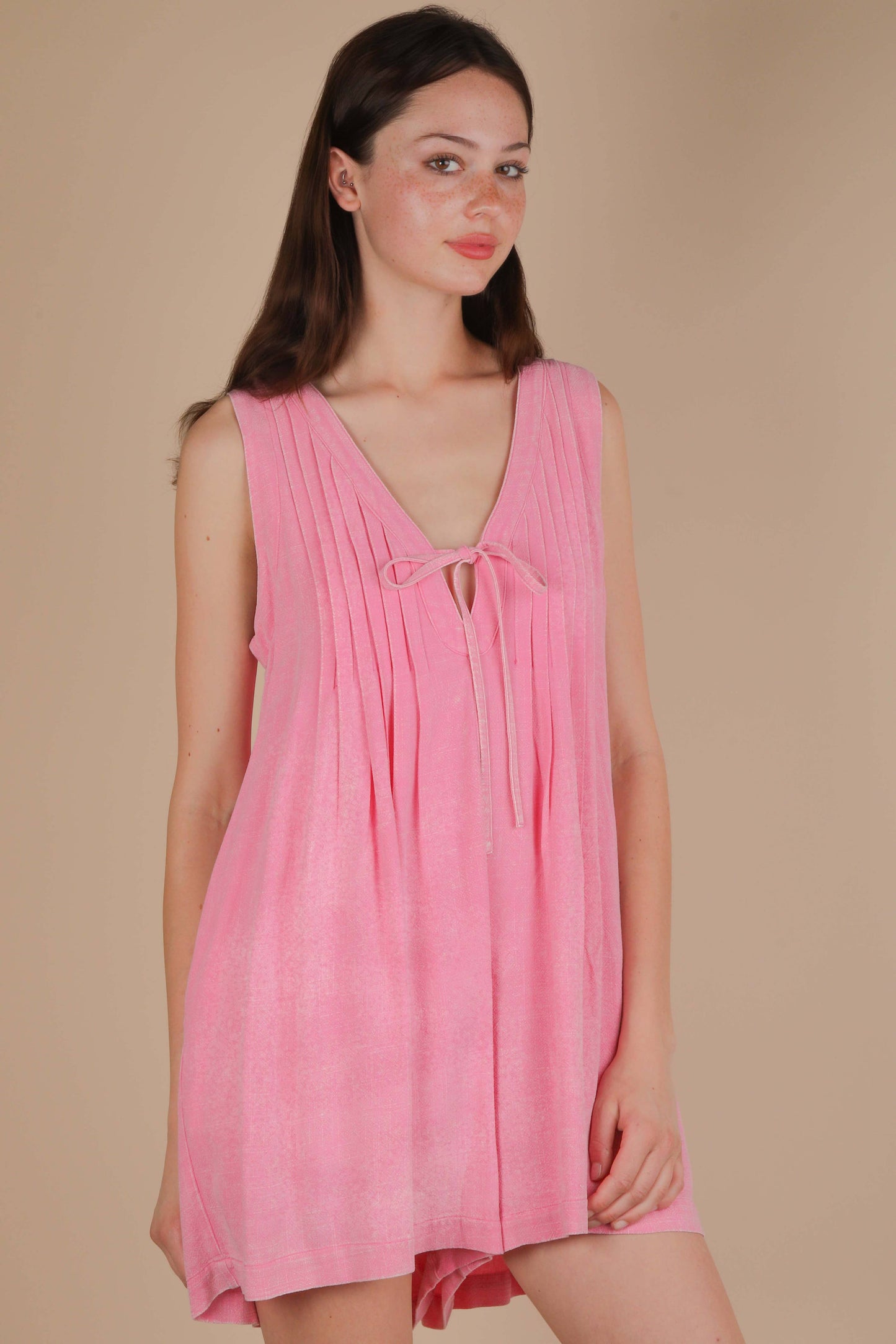 Oaklynn Pleated Linen Romper