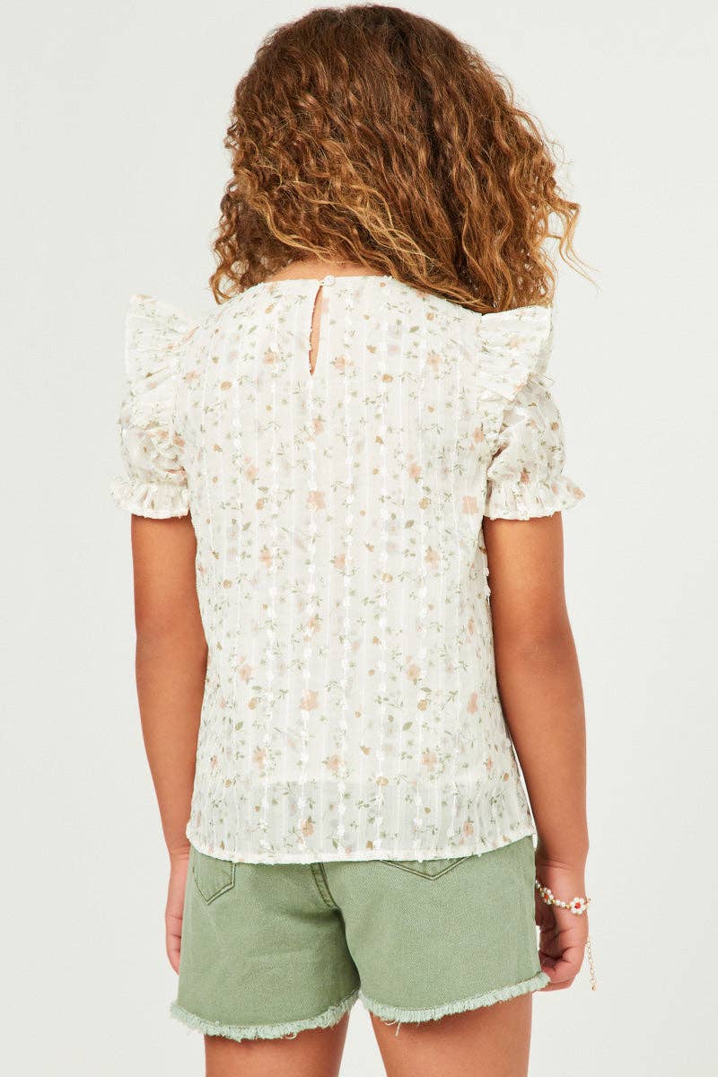 Girls Sheer Floral Whimsy Blouse