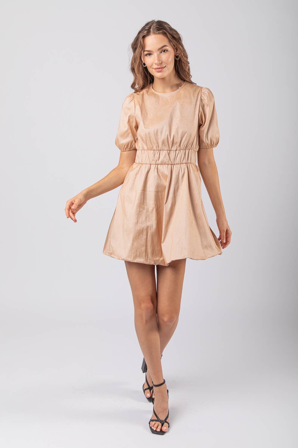 Talara Bubble Hem Taffeta Champagne Dress
