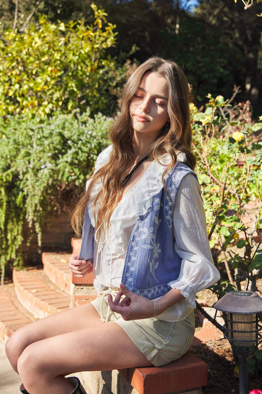 Nova Embroidered Blue Vest